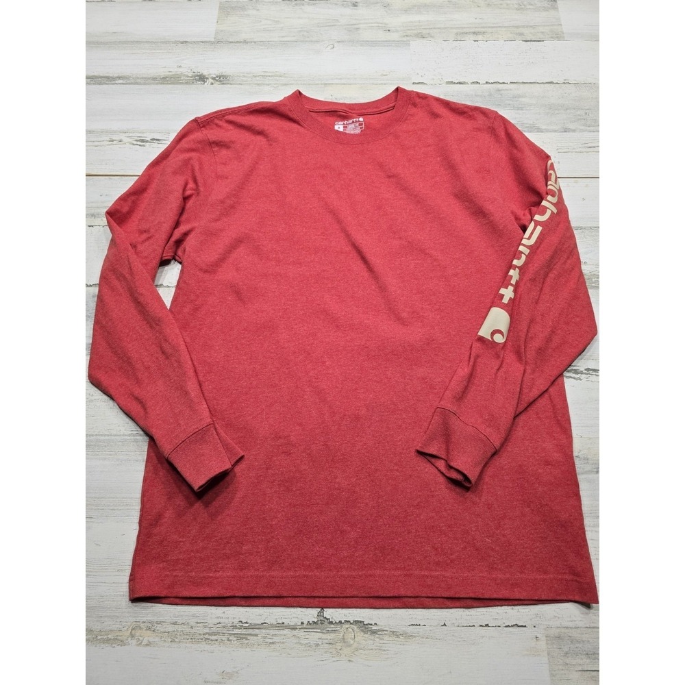Carhartt‎ Mens Loose Fit Long Sleeve Graphic T-Shirt Heather Red K231 Size M